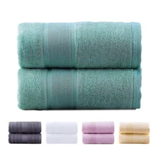 2 Pack Oversize Bamboo Cotton Bath Towels Premium Ultra Soft Absorbent Towel Set
