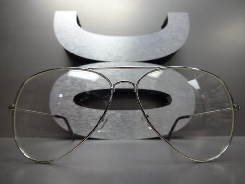 Men's or Women Classic Vintage Retro Style Clear Lens EYE GLASSES Silver Frame - Picture 11 of 19