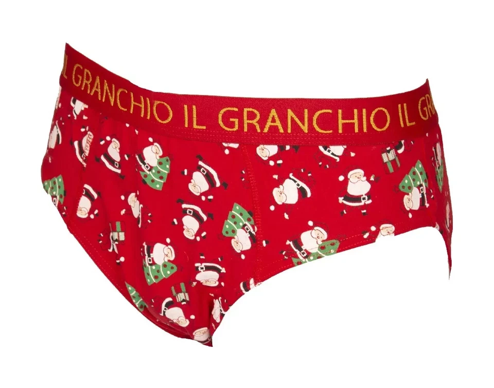 Slip Mutanda Uomo Rosso Il Granchio Natale Natalizio In Cotone Elasticizzato - Immagine 3 di 4