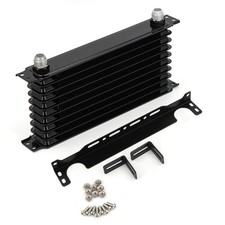 10 Row 10an Aluminum Engine Oil Cooler Black With Mounting Bracket Kit