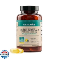 NatureWise Ultra Omega 3 Fish Oil 2200 mg - Triglyceride Form - Lemon Flavor 