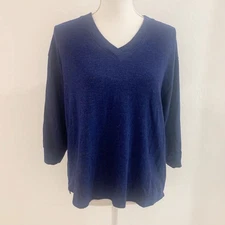 CABI Cuddle Tee Brushed Knit Cobalt Blue Size S #4438 3/4 Sleeve Relaxed Fit