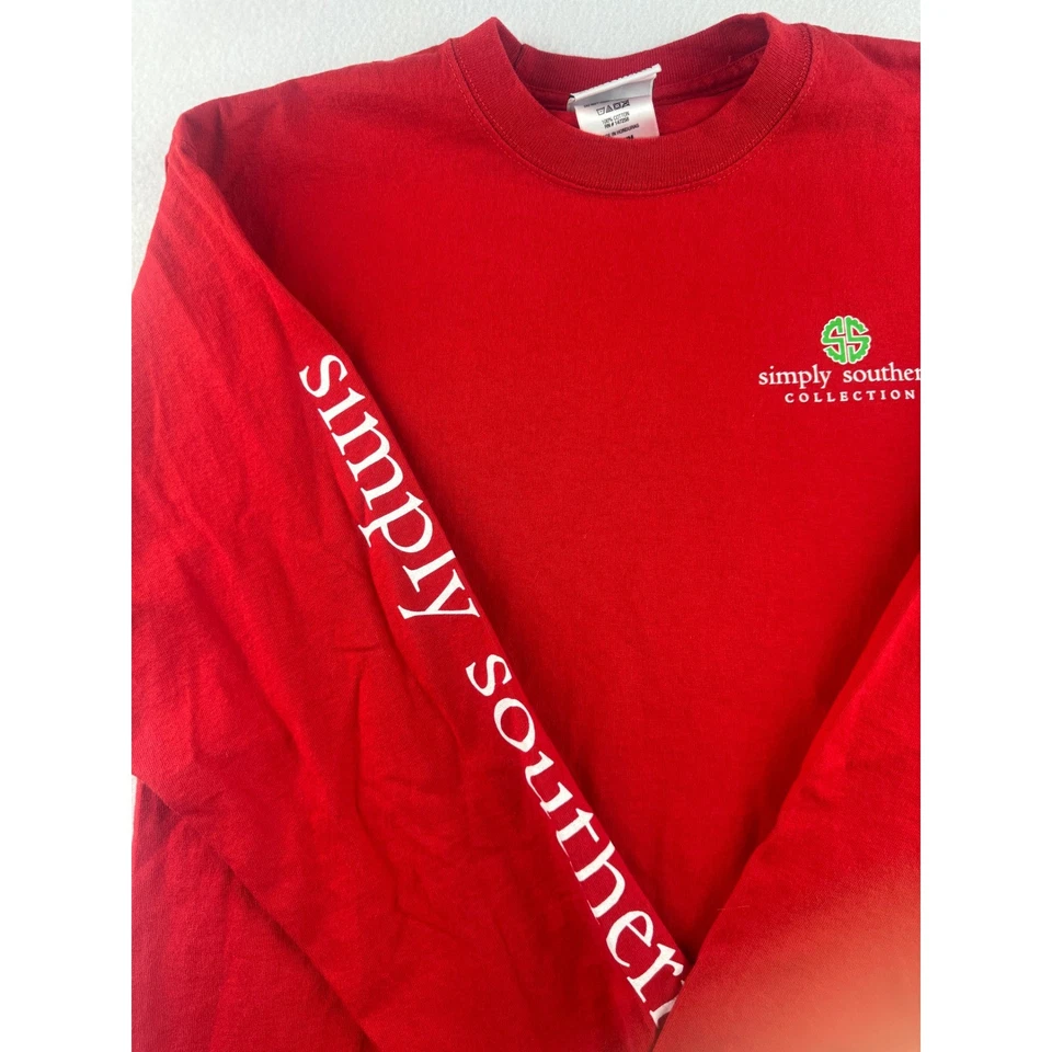 Camiseta Simply Southern Roja Manga Larga Feliz Navidad Gráfico Búho Para Mujer M Foto 4 de 4