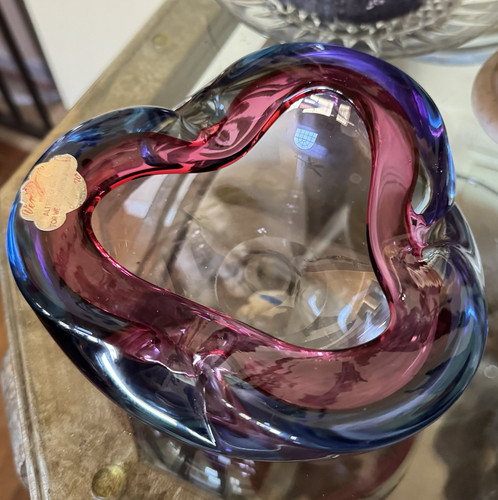 Vtg Murano Barbini Blue & Pink Weil Bowl/Ashtray Sommerso Glows w/UV Neodymium - Picture 1 of 24