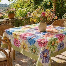 Rectangular spring tablecloth 6/12 places IOLE linen effect