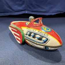 Vintage ROCKET RACER FRICTION Metal Tin Toy Space