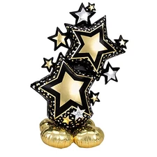 Anagram 59" Anagram Star Cluster Black & Gold Airloonz Foil Balloon