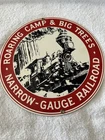 Vintage Ande Rooney Porcelain Sign Narrow Gauge Railroad Roaring Camp Big Trees