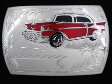 RI11166 NOS VINTAGE 1970s  CLASSIC CAR  ENGRAVED '55 CHEVY BELT BUCKLE