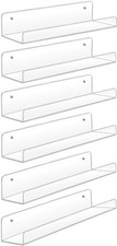 Sooyee Acrylic Shelves,6 Pack 15 Inch Floating Wall Shelves, Funko Pop Displa...