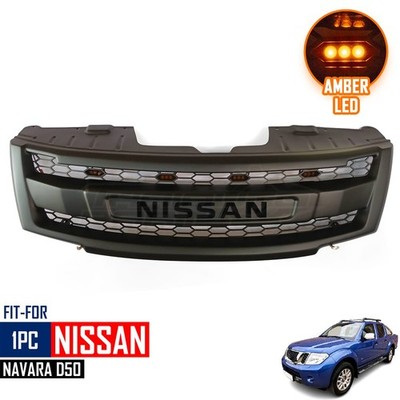 Black Amber LED Front grille For Nissan Pathfinder R51 Navara Frontier 09-14