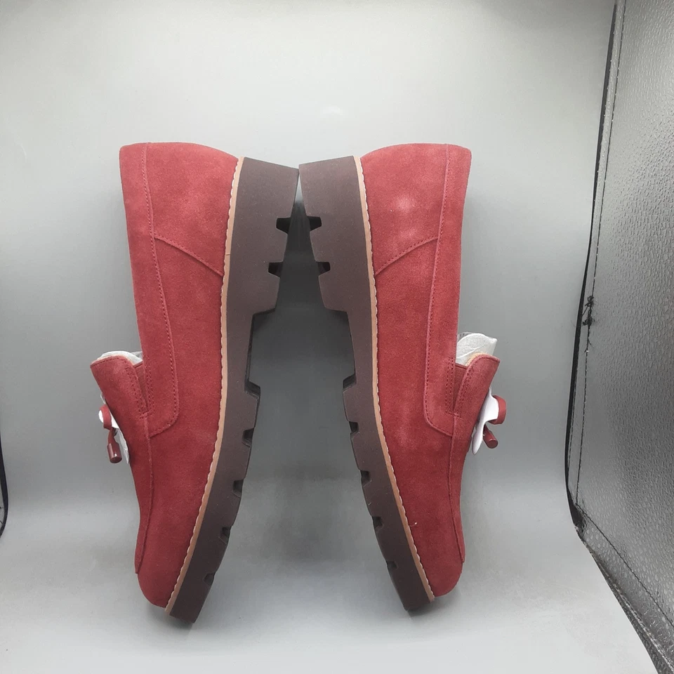 Mocasines Vionic Finley para mujer 7,5 M rojo Syrah gamuza lazo sin cordones A206 Foto 3 de 4