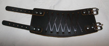 Punk Gothic Design Real Leather cuff bracelet adjustable straps buckles Brown
