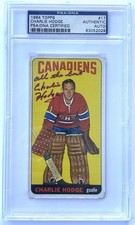 1964-65 Topps Charlie Hodge Inscribed Auto PSA Authentic #17 Autograph Canadiens