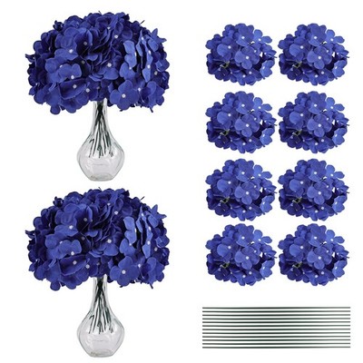 10pcs Hydrangea Artificial Flowers Bulk Heads with Stems Fade-Resistant Reusa...