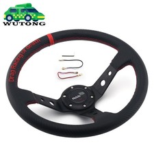 14 345mm Universal Leather Red Stitch Deep Dish Sport Racing Car Steering Wheel 14 345mm Universal Leather Red Stitch Deep Dish Sport Racing Car Steering Wheel