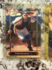 1992 LEAF MLB INSERT GOLD ROOKIE CARD NEW YORK METS TODD HUNDLEY #BC-7. rookie card picture