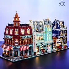 MOC City Street View Cafe corner Green grocer Town hall Micro Building Blocks