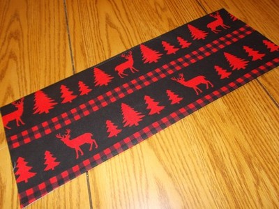 Handmade Christmas plaid deer Holiday MINI table runner toilet tank topper black