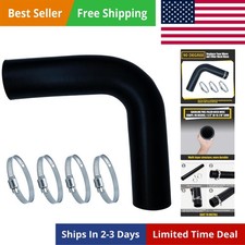 Gasoline Fuel Filler Neck Hose with 4 Clamps Reinforced Gas 1 1/2" ID 90 Degree
