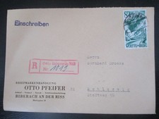 W14 R-Brief Frz. Zone W&uuml;rttemberg H&auml;ndlerbeleg Biberach Ri&szlig; 84 Pf nach Schleswig
