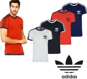 Adidas Originals California Camiseta de Hombre Trefoil Retro 3 Rayas Manga Corta