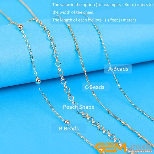 14K Gold Filled Classic Cable Chains for Necklace Jewelry Making Finding 3 feet - Afbeelding 1 van 105