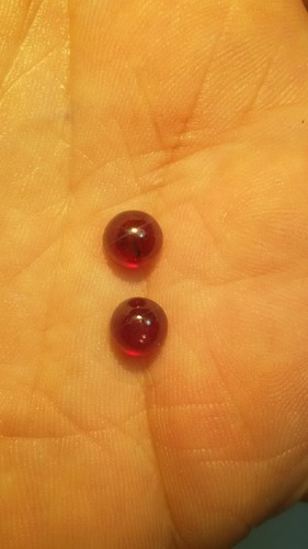 AAA RUBINI NATURALI - NATURAL RUBY CT 4.26 PAIR RED COLOR ROUND CABOCHON CUT MAD - Foto 8 di 11