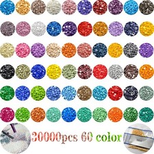 30000 Pieces 60 Color Diamond Art Painting Beads,Flat Bottom round Resin Rhinest