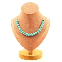 Halskette 20 Perlen Howlite TüRkis 8 Mm Edelstahlkette Halskette Fem