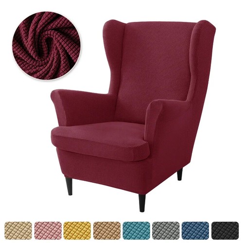 Polar Fleece Sloping Arm Wing Back Chair Covers Elastic Armchair Cover Removable - Bild 16 von 31