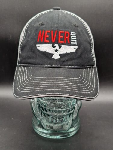 Team Never Quit schwarz hellbraun Netz Druckknopflasche Mütze Navy SEAL Lone Survivor Militär 2A