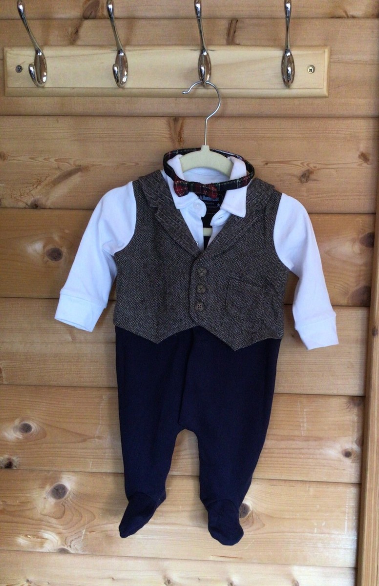 Brand New With Tags Jojo Maman Bebe Waistcoat All In One Baby Grow