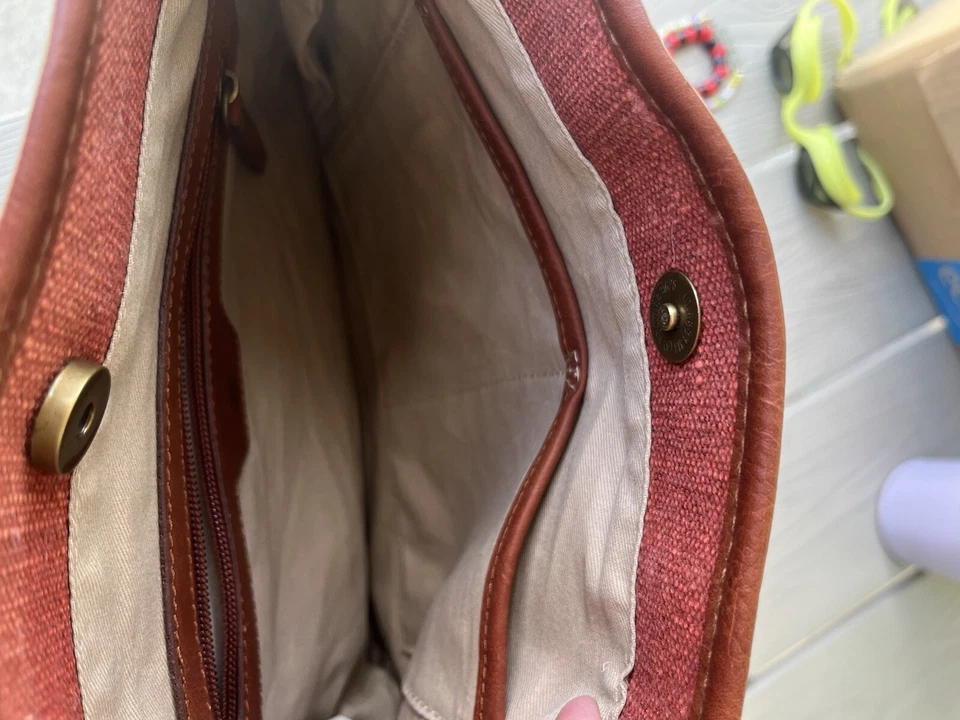 Шерстяная кожаная сумка через плечо LUCK BRAND богемное хиппи редкая Cooper красная - Изображение 3 из 4