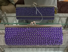 Evening Bag Purple w Silver Sequins Formal or Fun Wedding Holiday Prom New Year