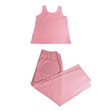 Womens Vintage 70s Polyester Leisure Set Outfit Pink Pinstripe Sz 18 Retro