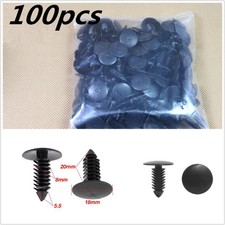 100 Piezas Negro Nylon Plástico Coche SUV Parachoques Guardabarros Remaches Borde Sujetador Clips 8mm