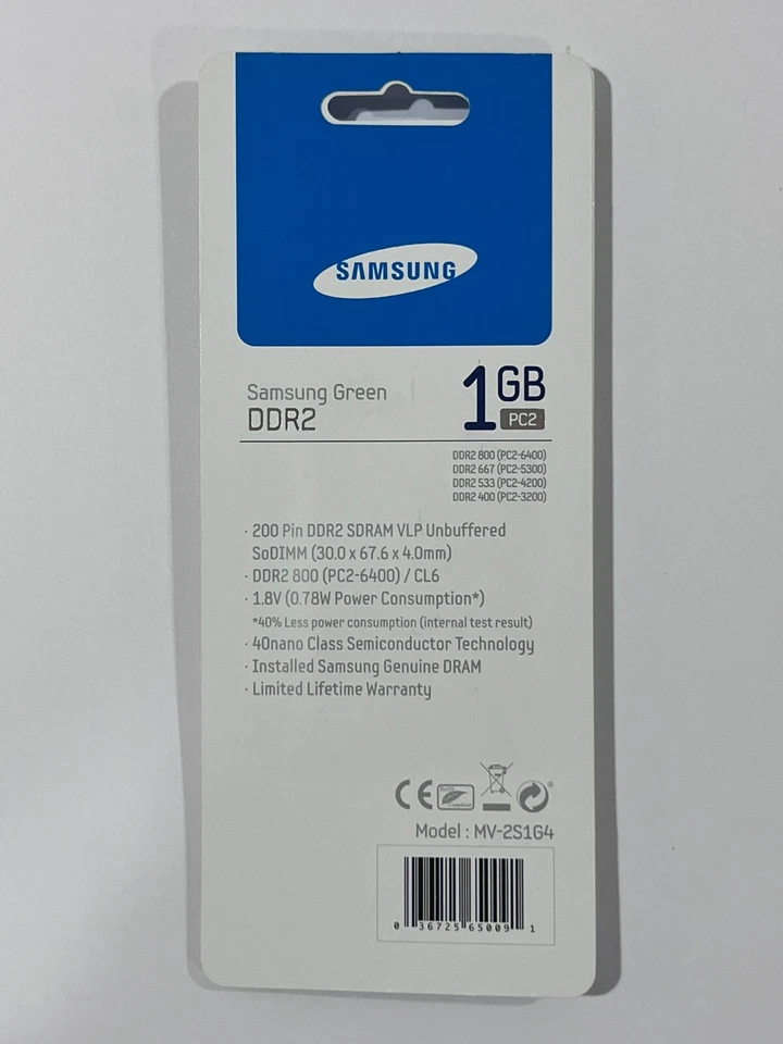 New Samsung 1GB DDR2-800MHz SODIMM 1Rx8 CL6 Memory M470T2863FBC - Image 3 of 3