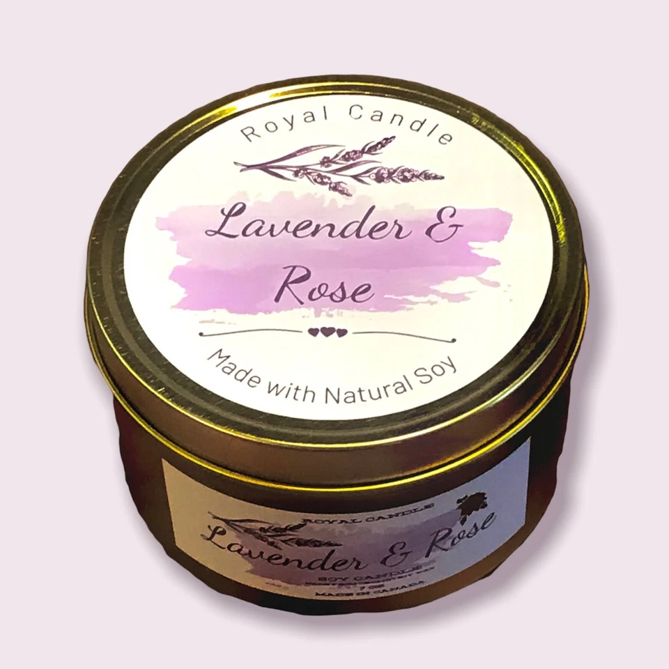 Vela Real SIN TOXINAS Lavanda y Rosa Cera de Soja Pura 7oz Vela Hecha en Canadá Foto 2 de 2