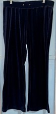 Vintage Women  s Black Velvet Straight / Wide Leg Pants Elastic Waist Size XL