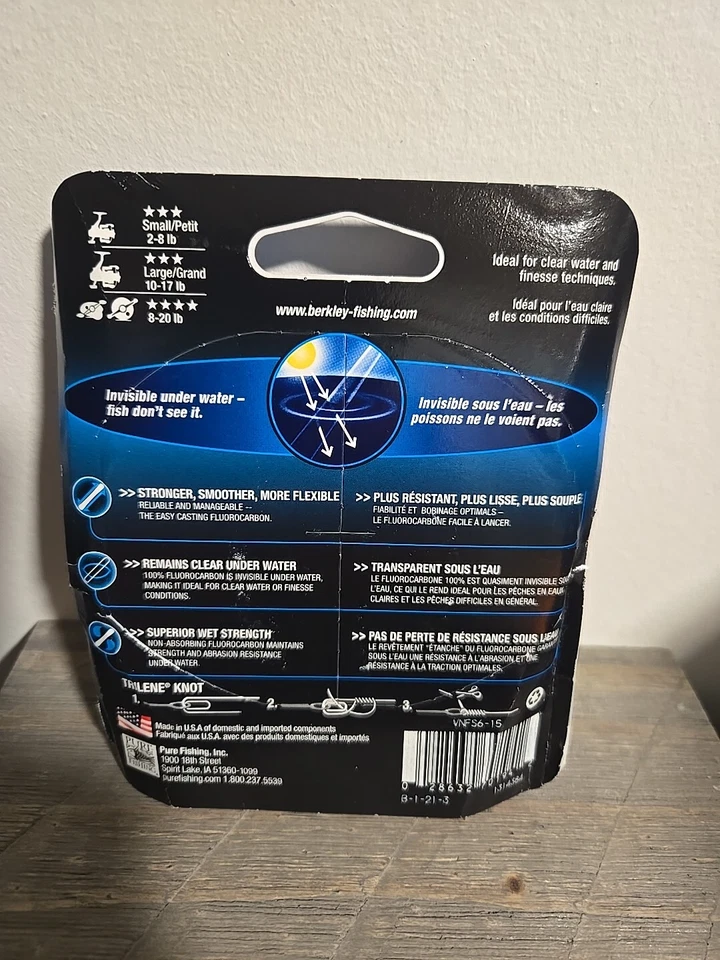 Berkley Vanish 100 % fluorocarbono fácil fundición VNFS6-15 transparente 1314384 Foto 2 de 2