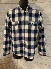 George Men's Button Front Long Sleeve Shirt Plaid 100 Cotton Size S