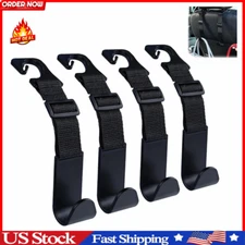 4 Pack Headrest Hooks for Car Adjustable Seat Back Organizer Storage Hanger Clip