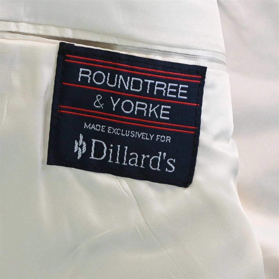 Vtg USA Made 46L Ivory White Herringbone 100% Silk Soft Tweed Blazer Sport Coat - Image 4 of 4