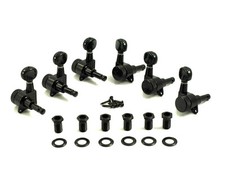 Kluson Locking Tuners - 6 in line, Oval metal button, Black KCDL-6B-B