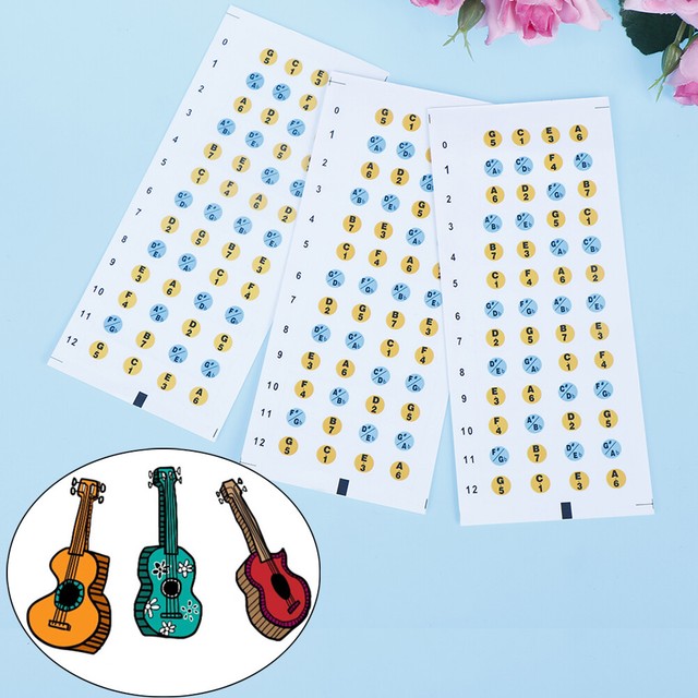 3 Pcs New Ukulele Fretboard Scale Labels Stickers For Beginners Learn