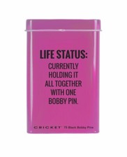 LIFE STATUS TIN/ 20 BLACK BOBBY PINS Free Shipping