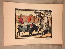Bullfighting Print Signed Varas Small Tears on Edge Slight Creases #2/2