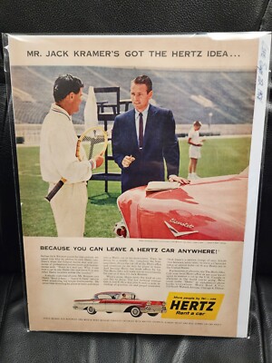 Vintage Life Magazine Advertising Hertz Chevrolet Jack Kramer 11'' x 16'' 1958