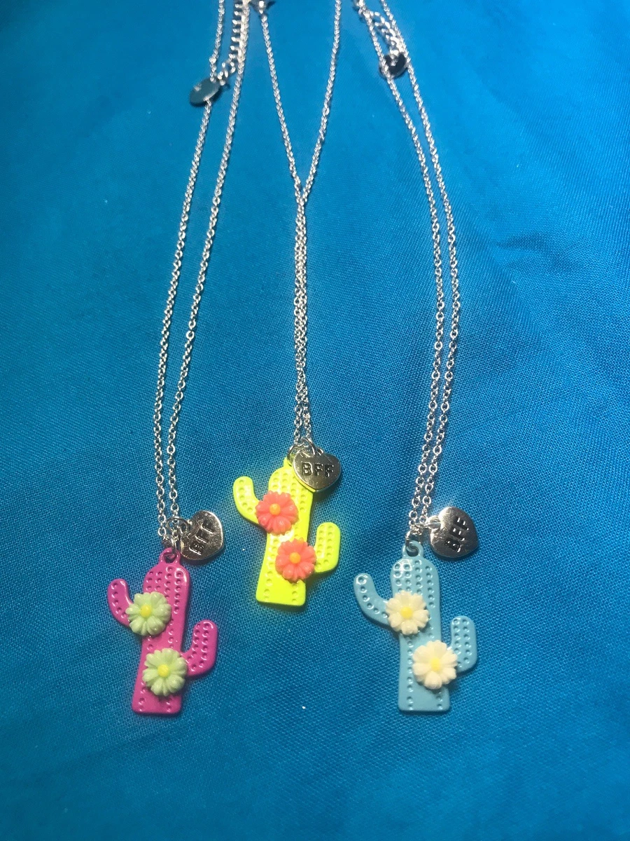 Set Of Three Claire s Cactus Bff Best Friend Necklaces